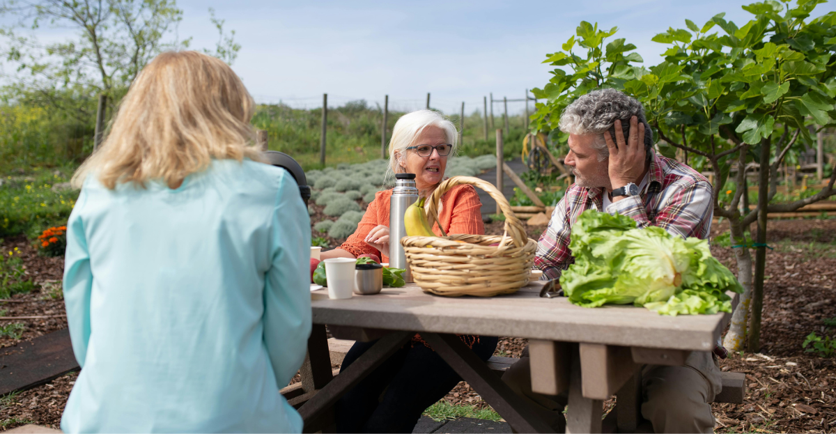 People listening on an allotment